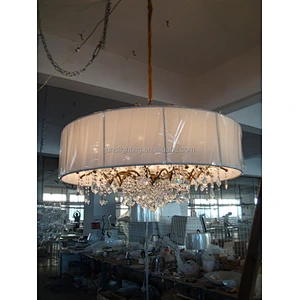Fancy Fabric Shade Pendant Light With Crystal Hanging Chandeliers Pendant Lights