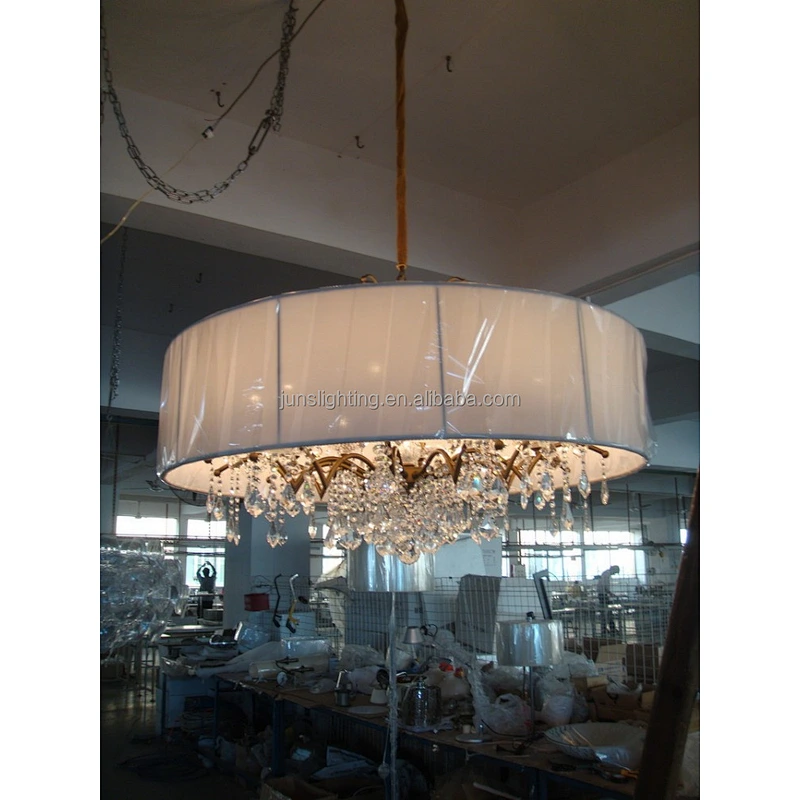 Fancy Fabric Shade Pendant Light With Crystal Hanging Chandeliers Pendant Lights