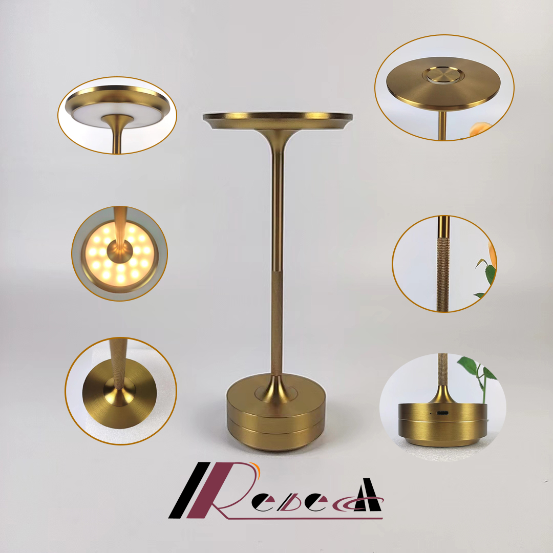 Cordless Restaurant  Battery Table Lamp Modern Gold Led Bedside Rechargeable Desk Lamps