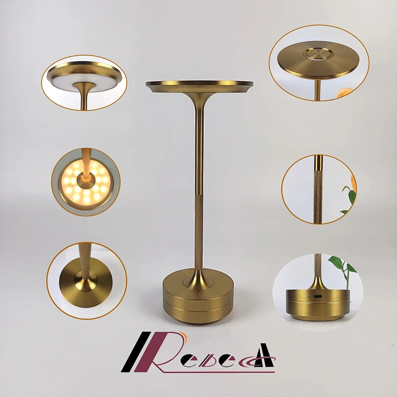 Cordless Restaurant  Battery Table Lamp Modern Gold Led Bedside Rechargeable Desk Lamps