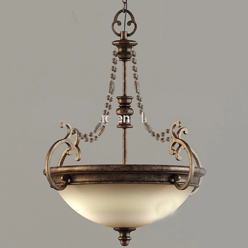 Classic Retro Glass Shade Iron Chandelier Pendant Lamp for Villa