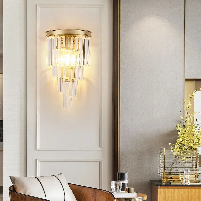 Modern indoor nordic hotel brass glass luxury bedside wall lamp