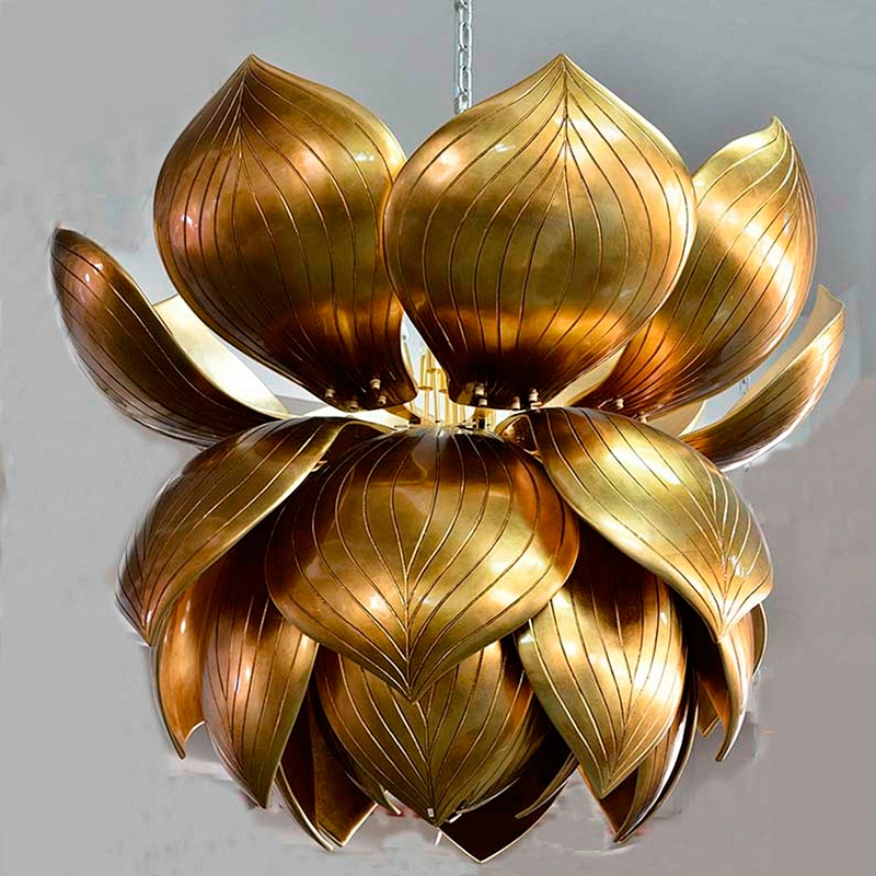 Guzhen Antique Gold Flower Hotel Large Project Chandelier For Hotel Lobby