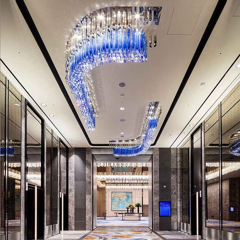 Customizable Large Hotel Stairs Hall Decorative Glass Tube Chandelier