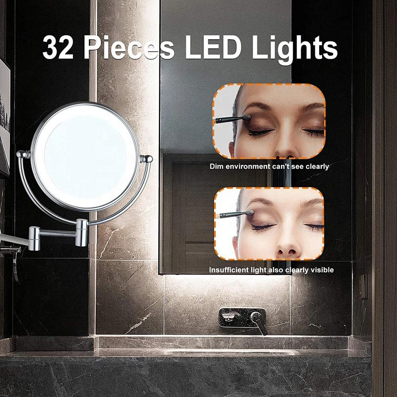 Modern 3X Magnifying Round Ring Bathroom Makeup Vanity Led Mirror Light