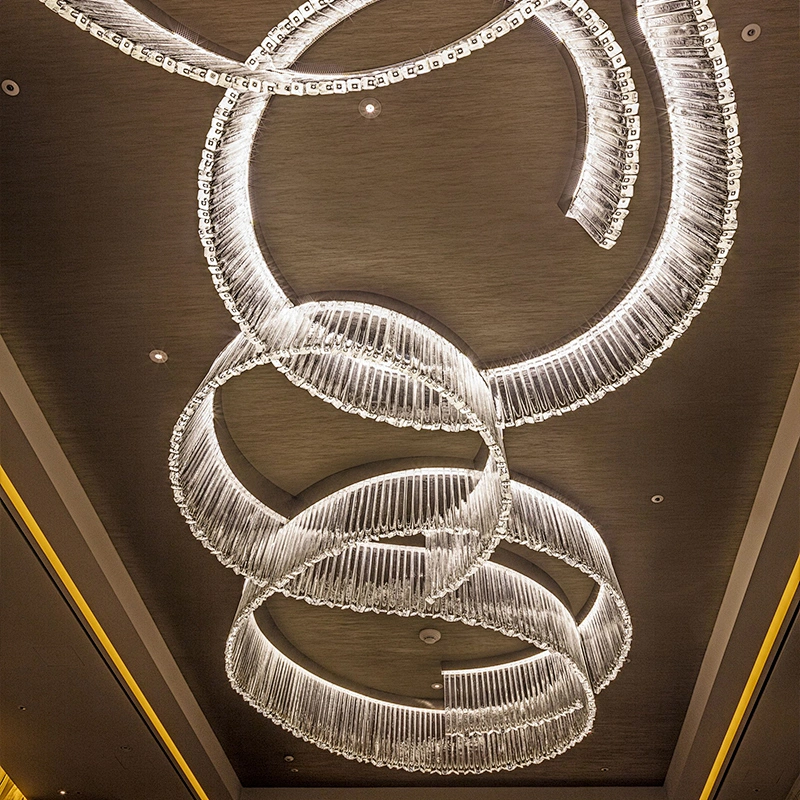 Customizable contract lighting large hotel lobby villa decoration luxury glass  chandeliers