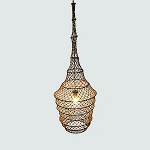 Rebecca Lighting Fish Cage Design Rattan Hotel Project Pendant Lamps For Hyatt