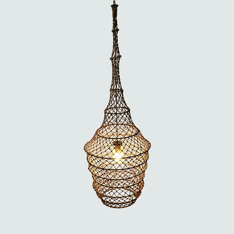 Rebecca Lighting Fish Cage Design Rattan Hotel Project Pendant Lamps For Hyatt