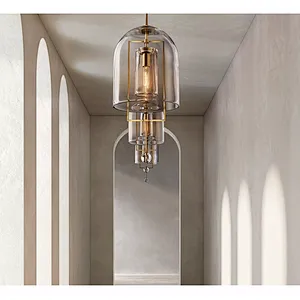 Postmodern All Copper Crystal Chandelier For Living Room Bedroom
