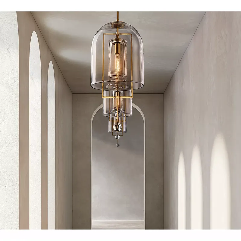 Postmodern All Copper Crystal Chandelier For Living Room Bedroom