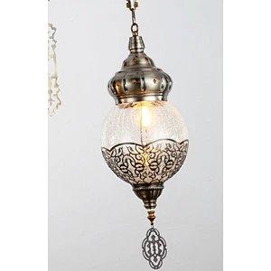 E27 15W Coffee Lamp Handmade Ice Cracked Glass System Hollow Chandelier Morocco&Turkish Double Headed Chandelier