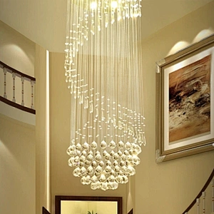 Custom modern spiral hanging led k9 crystal chandelier