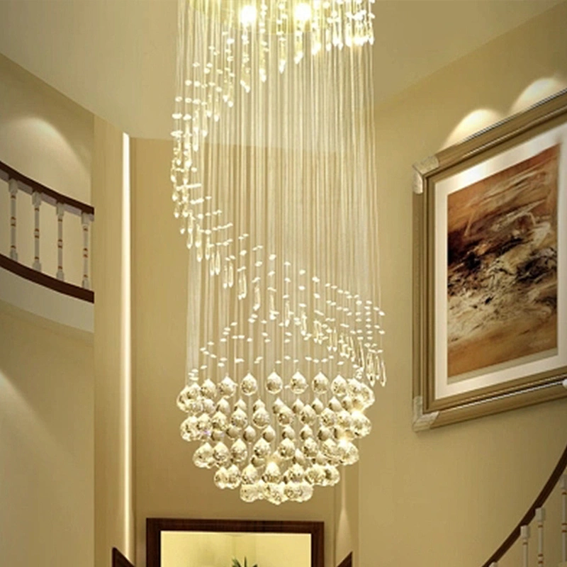 Custom modern spiral hanging led k9 crystal chandelier