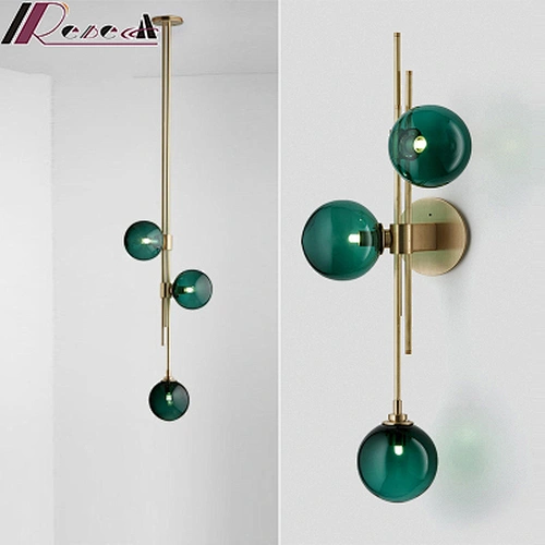 Dining Room Bedside Dark Green Glass Chandelier Modern Bar Hotel Pendant Lamp