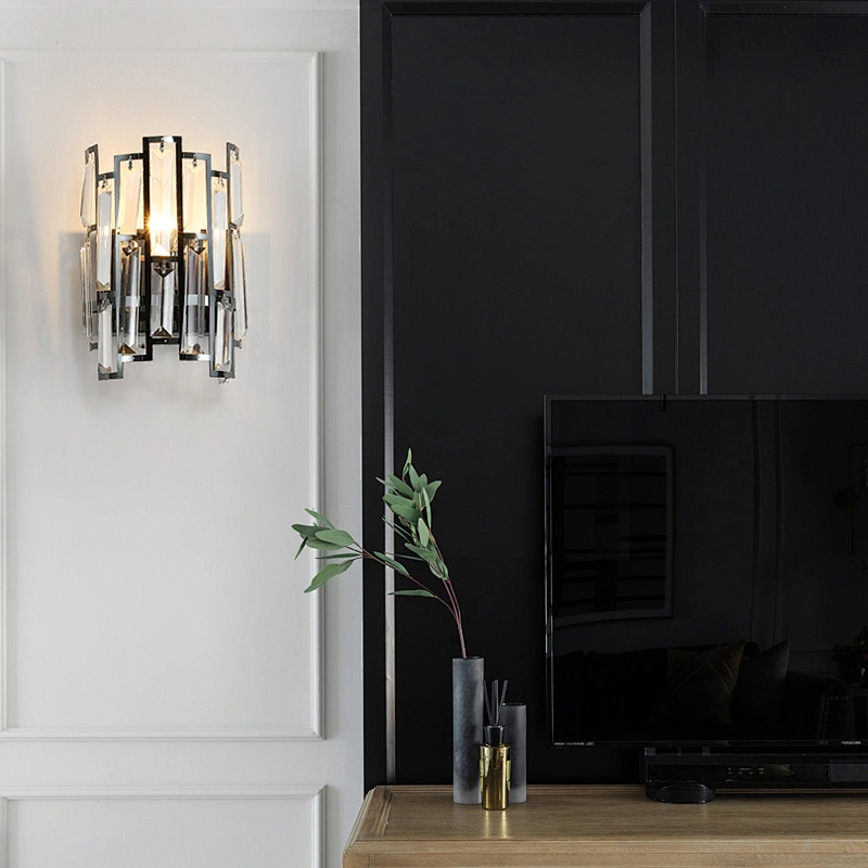 Postmodern Europe Garden Corridor Glass Crystal Luxury Bedside Wall Lamp