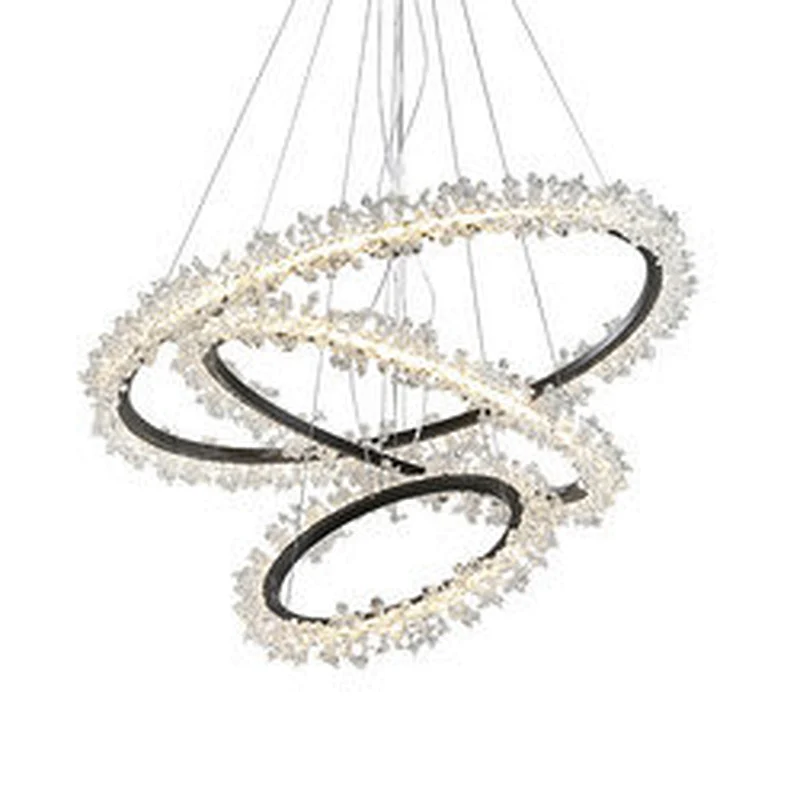 Nordic modern simple crystal chandelier ring chandelier duplex building living room bedroom art dining room light luxury model r
