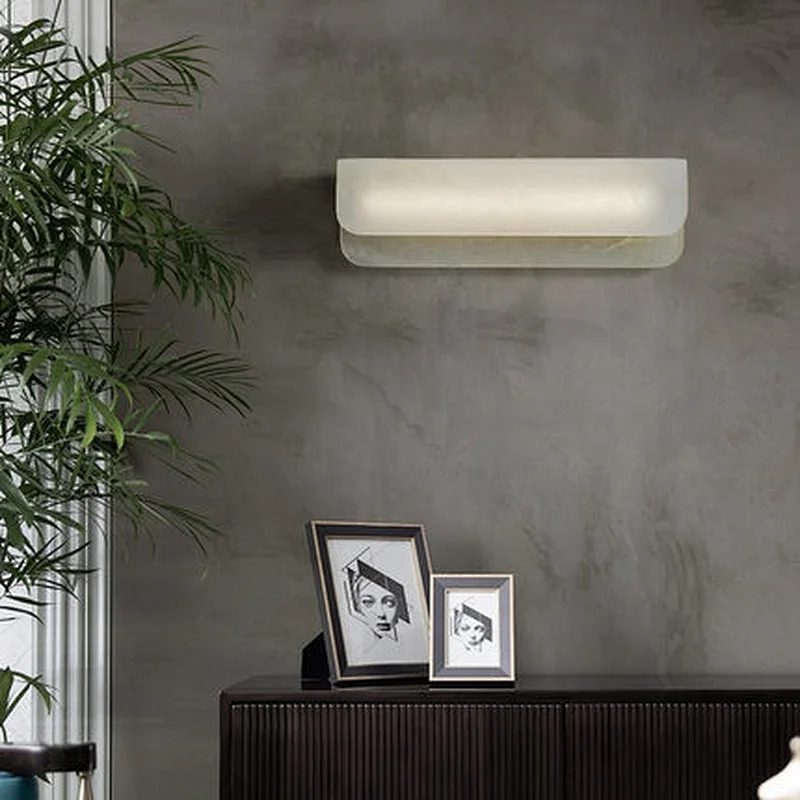 Modern Marble Wall Lamp All Copper Living Room Background Wall Lights Simple Luxury Bedroom Bedside Lamps