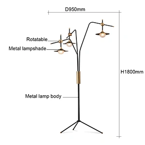 Modern hotel decoration lighting standing tripod floor lamp