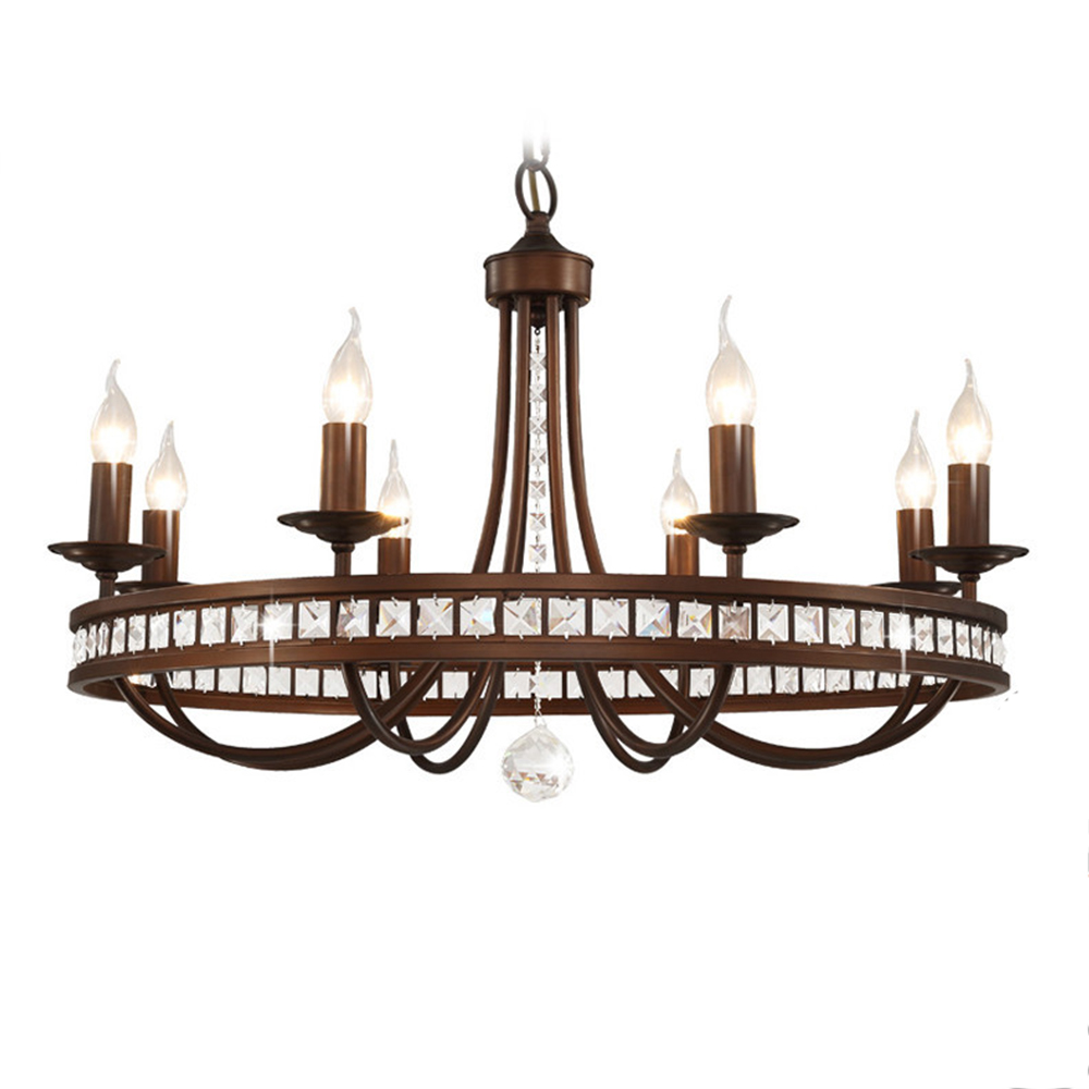 Modern Simple Village Crystal Chandelier Iron Pendant Light For Living Room
