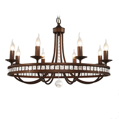 Modern Simple Village Crystal Chandelier Iron Pendant Light For Living Room