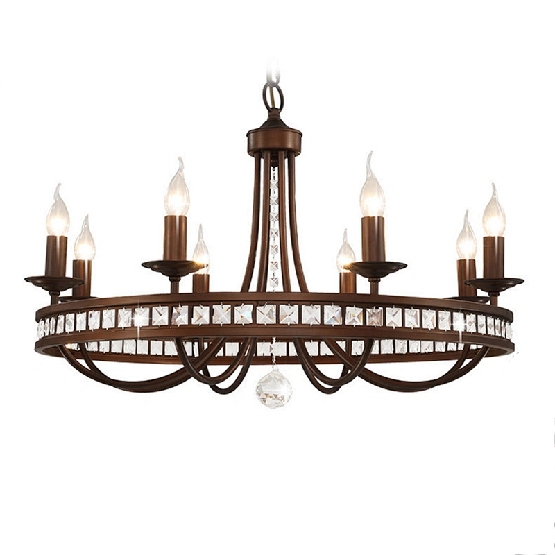 Modern Simple Village Crystal Chandelier Iron Pendant Light For Living Room