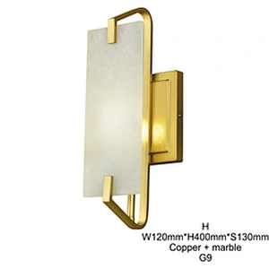 Modern indoor nordic hotel brass marble luxury bedside reading light wall lamp