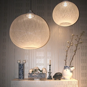 Modern nordic designer kitchen and dining black rattan hanging pendant light