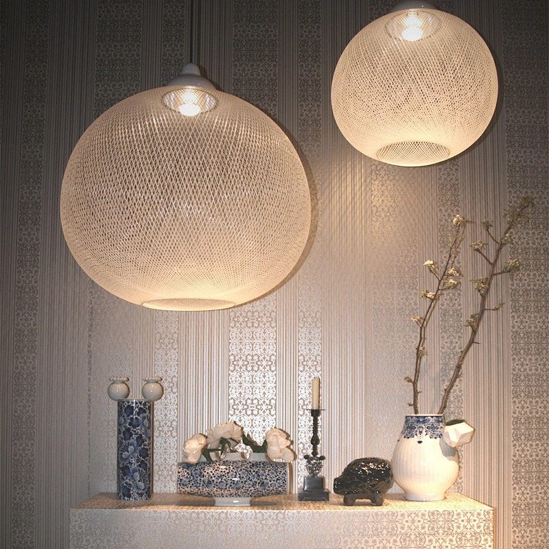Modern nordic designer kitchen and dining black rattan hanging pendant light