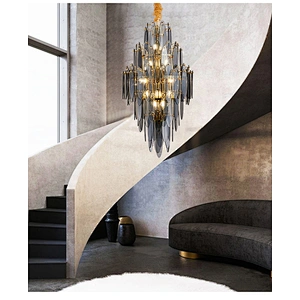 Luxury Glass Craft Hotel Led Chandelier Villa Living Room Revolving Staircase Glass Chandelier