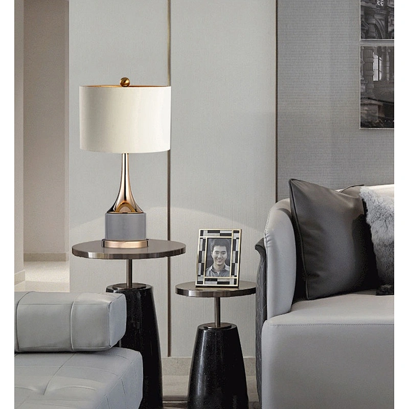Creative iron marble cloth table lamp Hotel living room bedroom study bed light luxury desk lamp