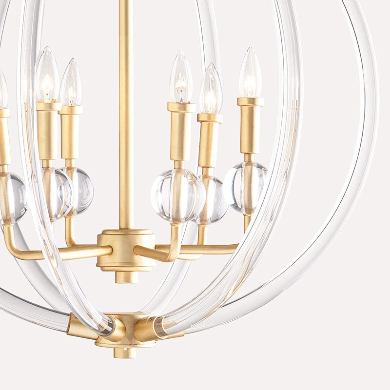 Simple living room crystal chandelier northern Europe luxury round dining room bedroom lamp modern study copper chandelier