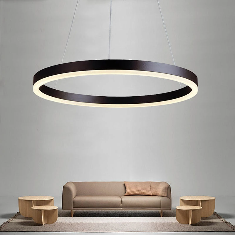 Modern simple creative big circle LED sitting room pendant lamp