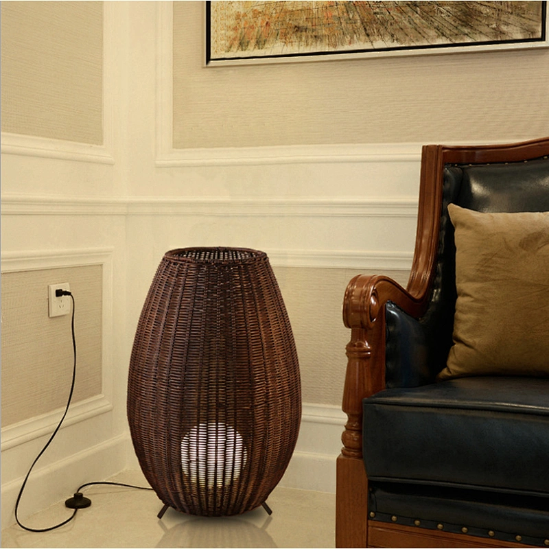 Modern unique hotel Living room bedroom rattan standing table floor lamp