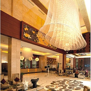 Large hotel lobby restaurants long chain chandeliers wedding crystal chandelier