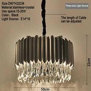 Modern Chandelier For Bed Rooms Indoor Hotel Lobby Black Crystal Pendent Lights
