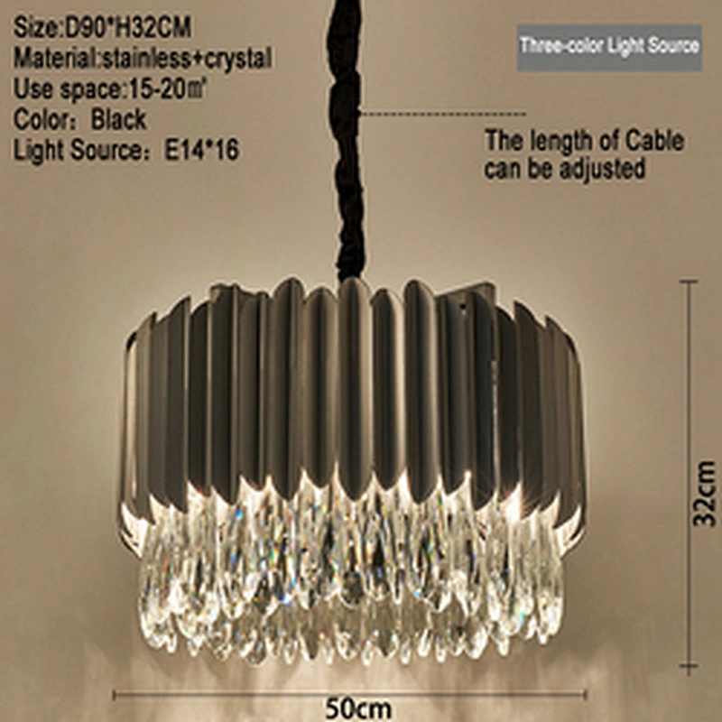 Modern Chandelier For Bed Rooms Indoor Hotel Lobby Black Crystal Pendent Lights