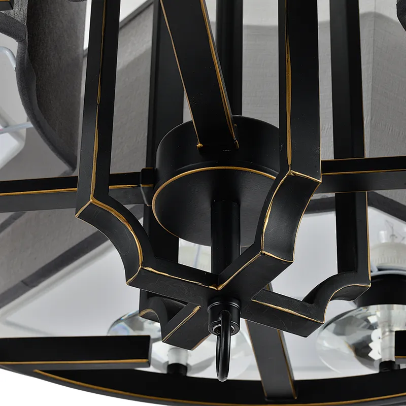 Unique  vintage hotel banquet hall rustic lighting black metal iron chandelier