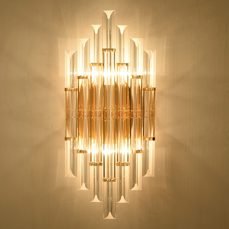 Modern Nordic garden corridor glass crystal luxury bedside wall lamp