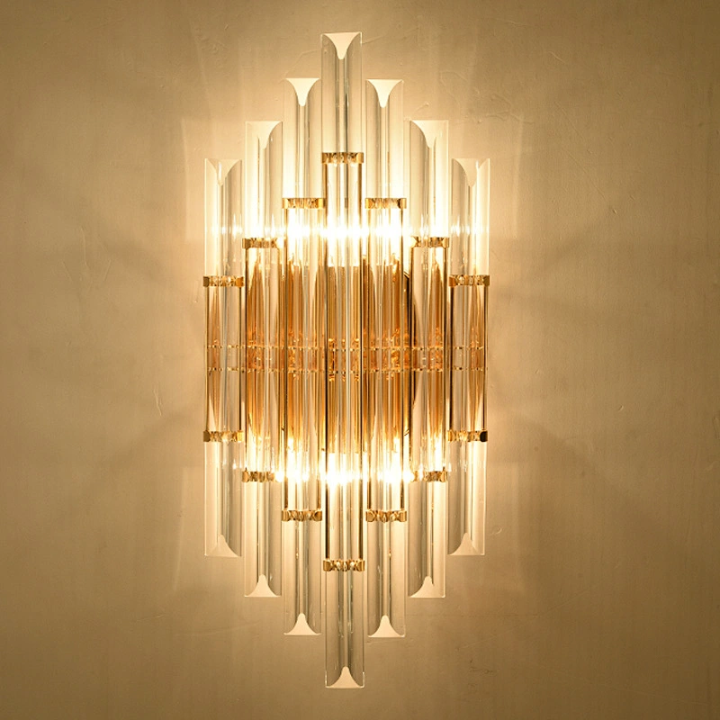 Modern Nordic garden corridor glass crystal luxury bedside wall lamp