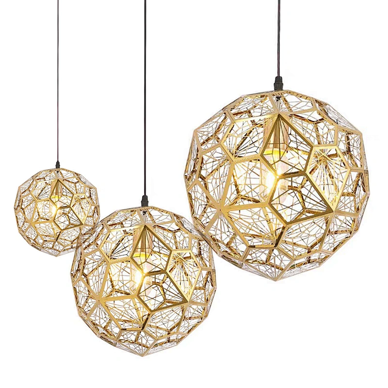 Modern nordic lighting fixtures stainless steel metal ball gold geometric pendant lamp chandelier