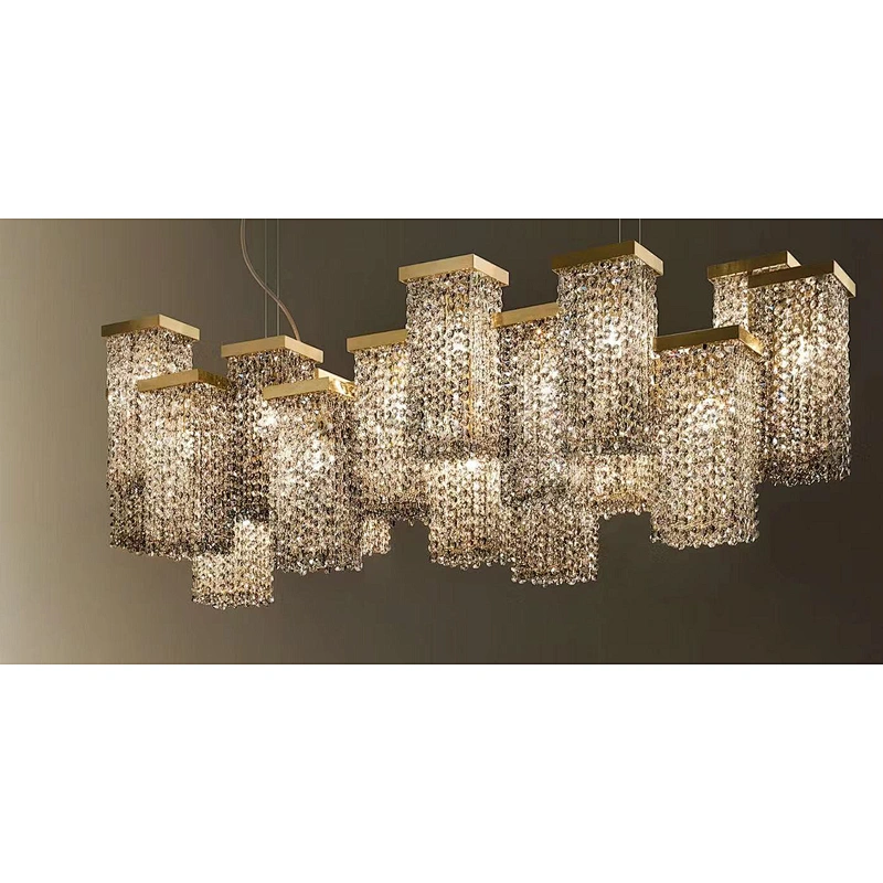 Luxury Crystal Restaurant Chandelier Bar Creative Personality Rectangular Irregular Modern Crystal Chandelier