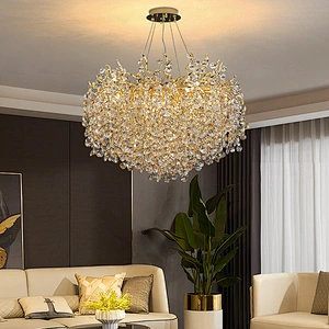 Villa Crystal Chandelier Round Dining Lamp For Living Room