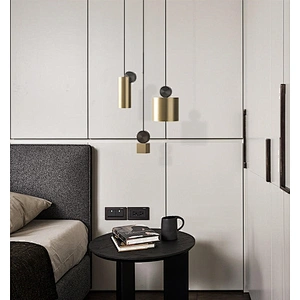 Modern Designer Dining Room Geometric Chandeliers Gold and Black Wire Drawing Iron Acrylic Chandeliers&pendant lights