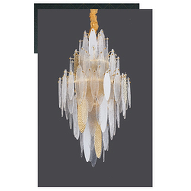 Luxury Glass Craft Hotel Led Chandelier Villa Living Room Revolving Staircase Glass Chandelier