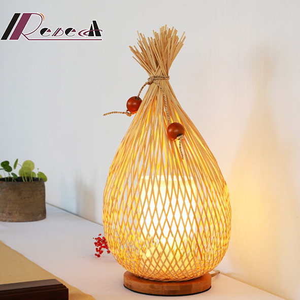 Modern Simple Bamboo Weaving Bamboo Art Living Room Bedroom Study Creative Personality Designer Chinese Style Desk Lamp