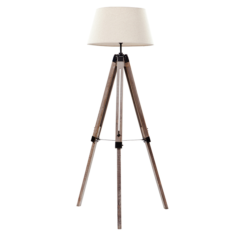 Contemporary hotel living room adjustable wooden tripod standing floor lamp