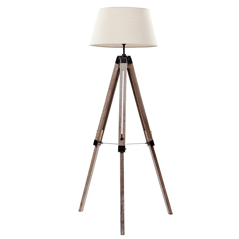Contemporary hotel living room adjustable wooden tripod standing floor lamp