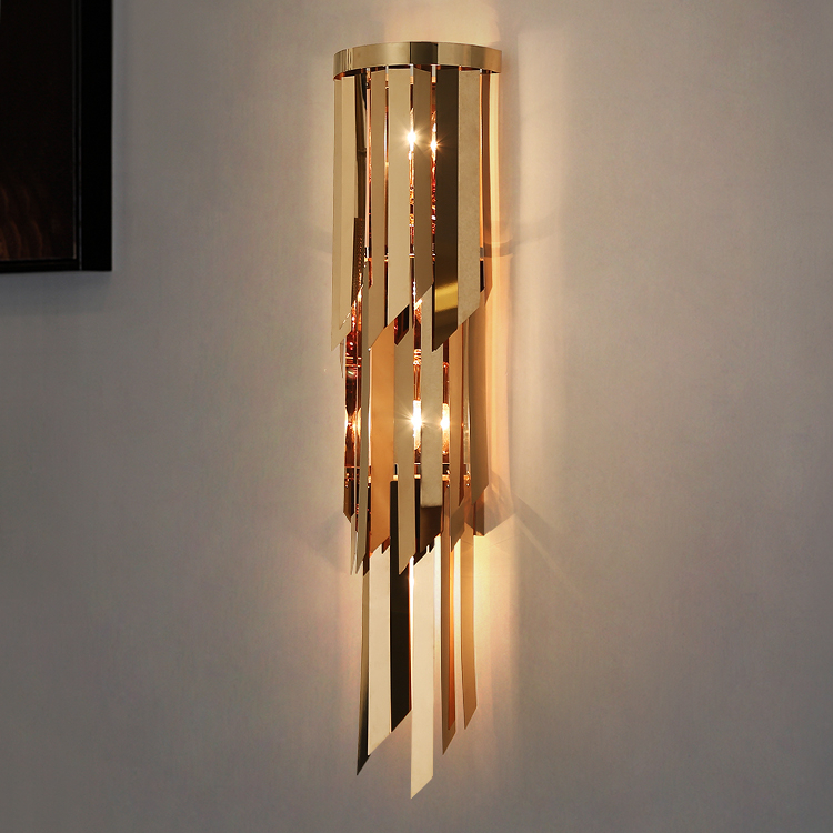 Creative Villa Bedroom Headbed Living Room Wall Lamp Stainless Steel Irregular High-Grade Hotel Engineering Wall Lamp