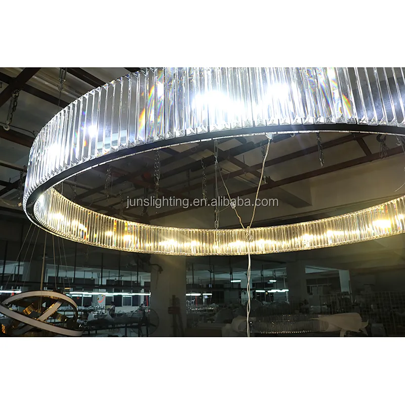 Big Circle Crystal Strip Project Pendant Lamp With 2 Color Light Chandeliers Pendant Lights