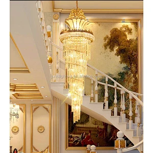 Modern hotel unique K9 crystal chandelier staircase pendant lamp